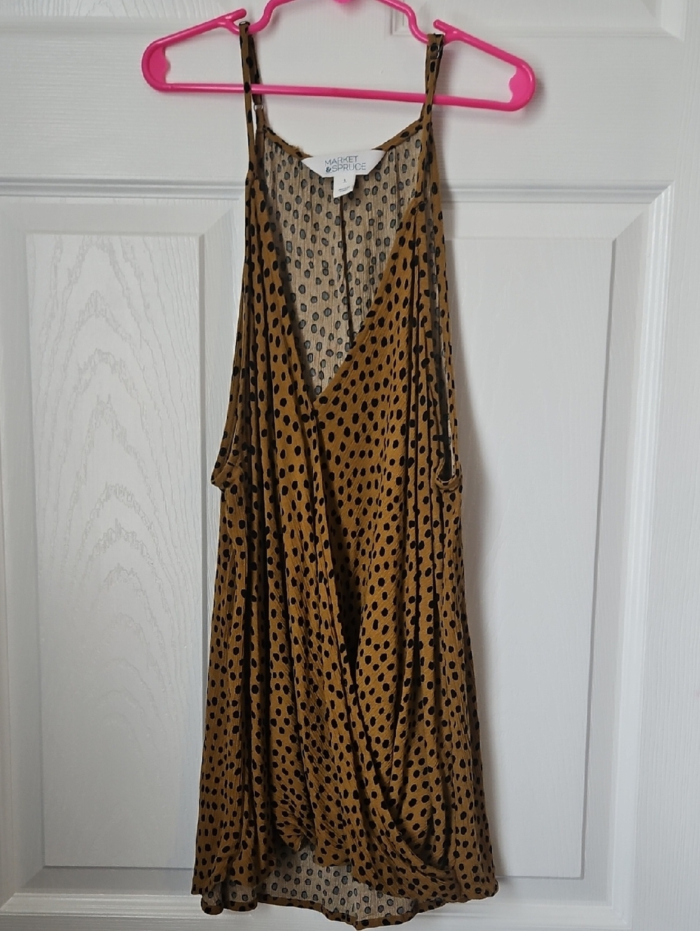 Market & Spruce Mustard Tan Polka Dot Sleeveless Tank
